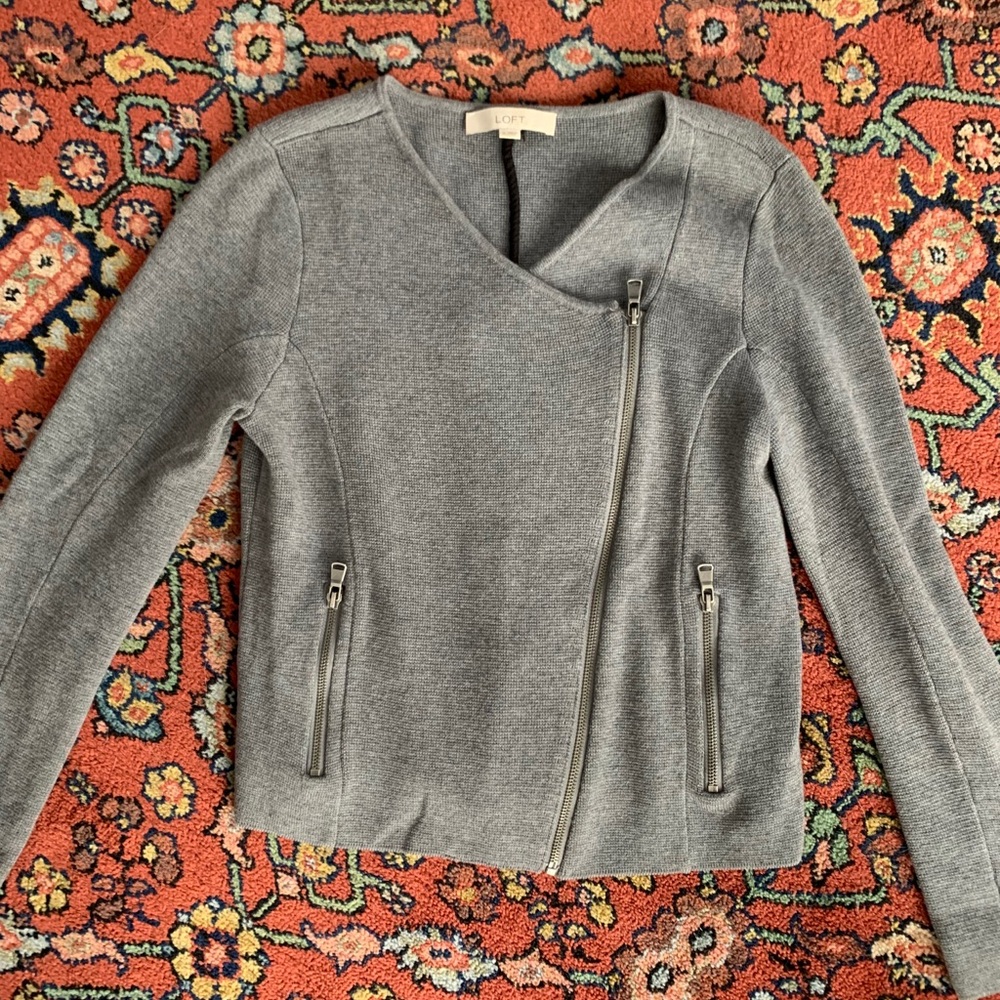 Loft grey knit moto jacket sz. M